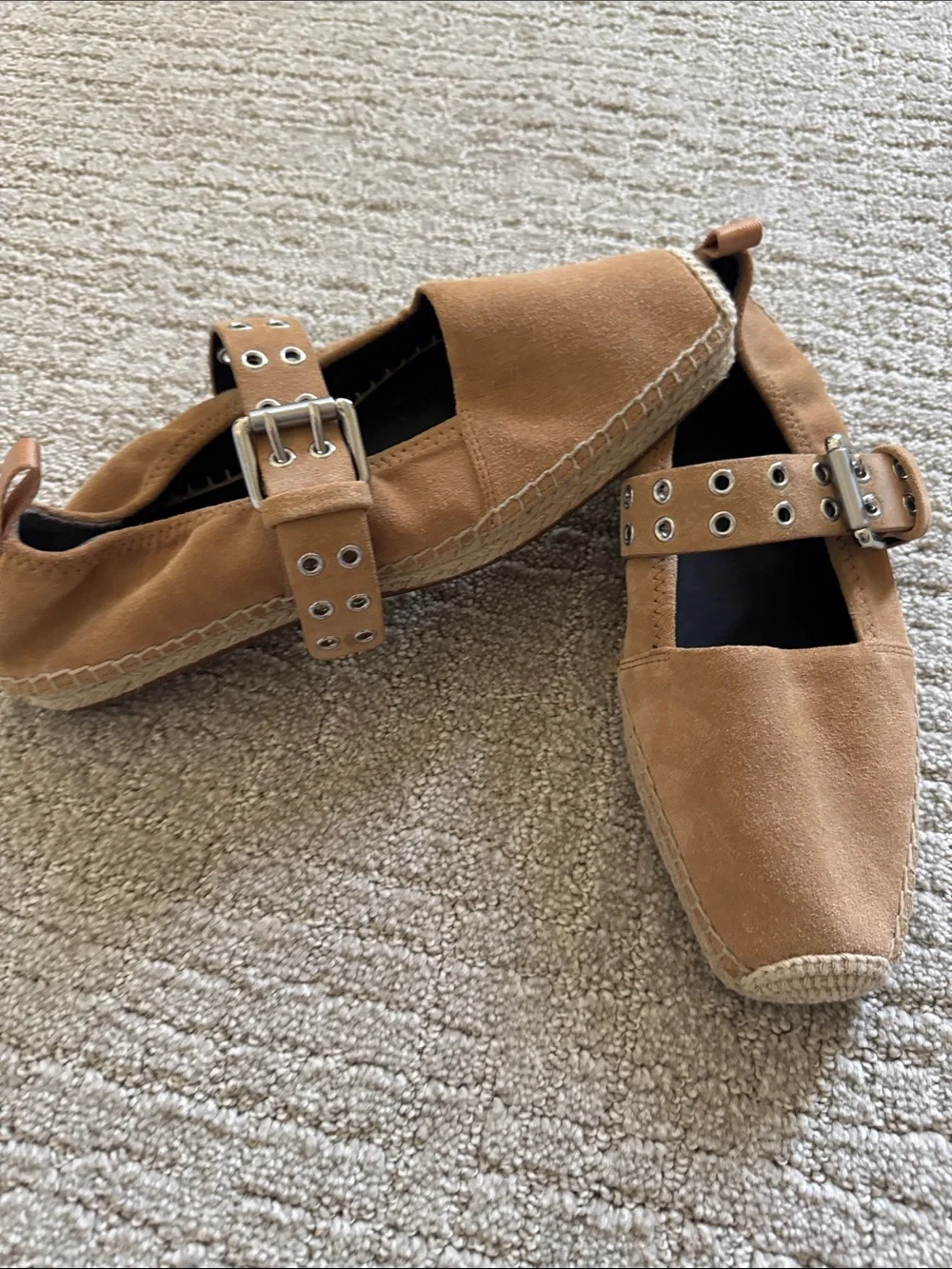 Rag & Bone Anteros Suede Mary Jane Espadrilles Tan Size 40 NWOB